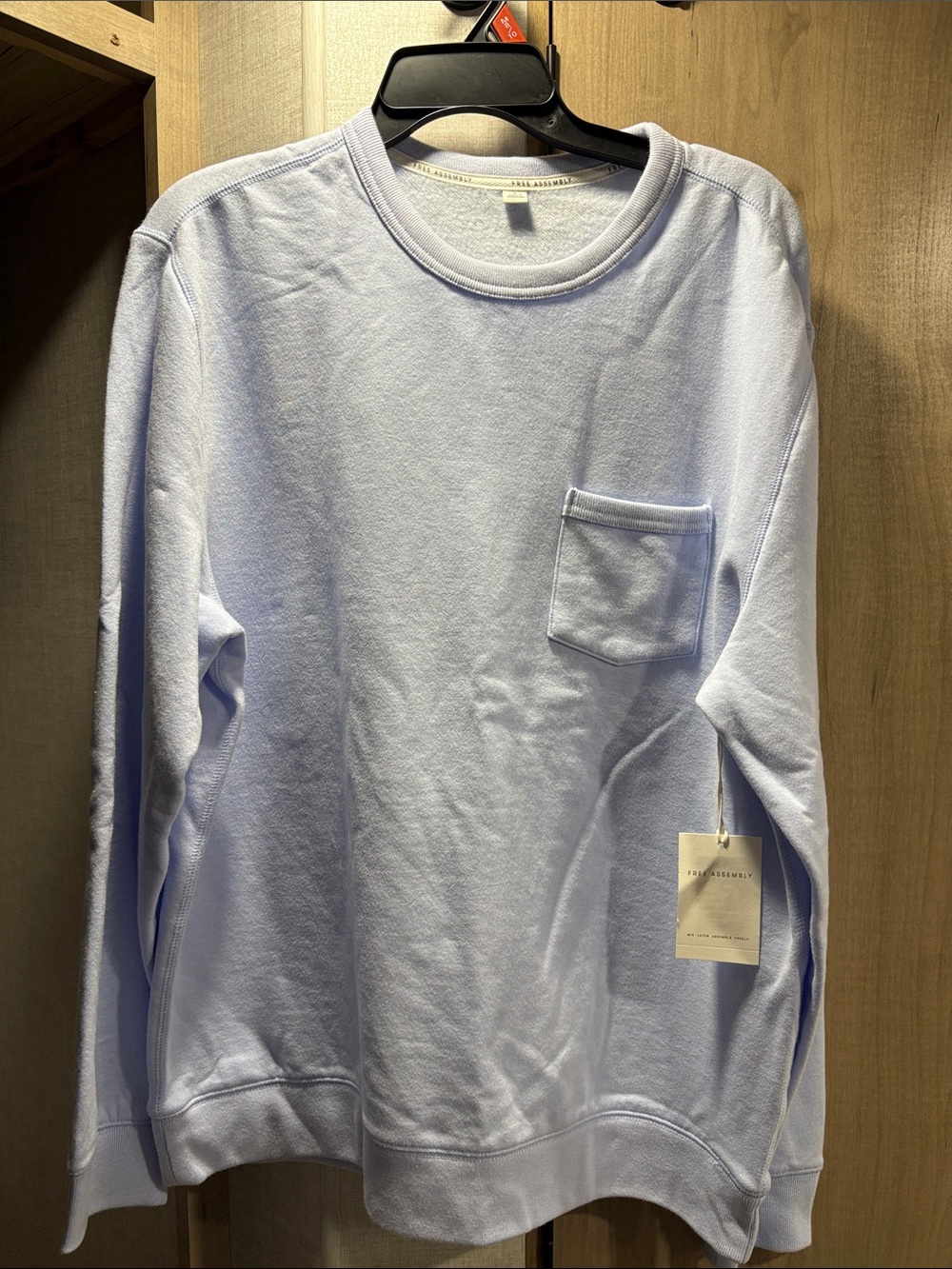 Light Blue Crewneck Pocket Sweatshirt Free Assembly